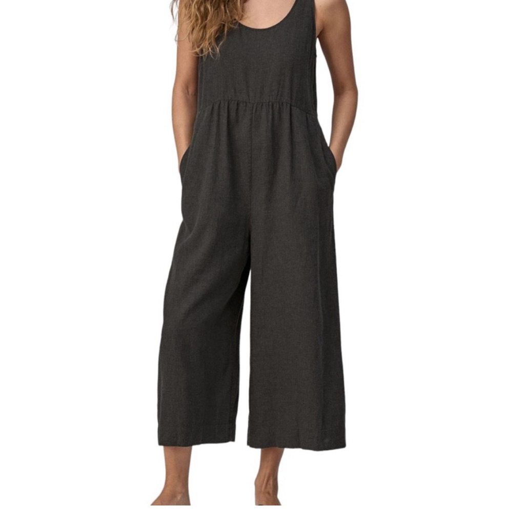 Patagonia Black Sleeveless Jumpsuit With Wide-Leg Cropped Pants